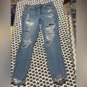 American Eagle Outfitters Ripped Blue Skinny Jeans size 2 in excellent condition
